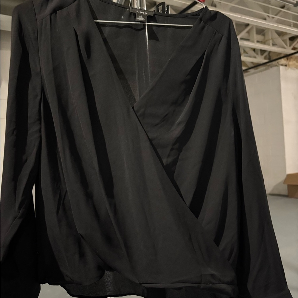 Halogen Cross Front Blouse WOMENS SIZE S SMALL SP PETITE BLACK NEW